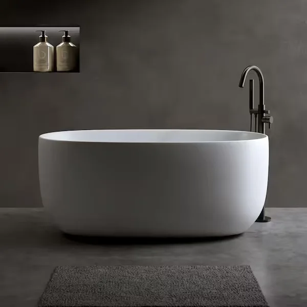 Matte White Oval Freestanding Bathtub