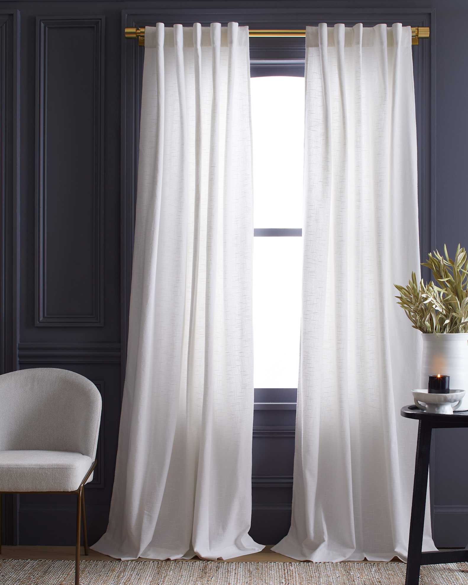 White Cotton Curtain Panel