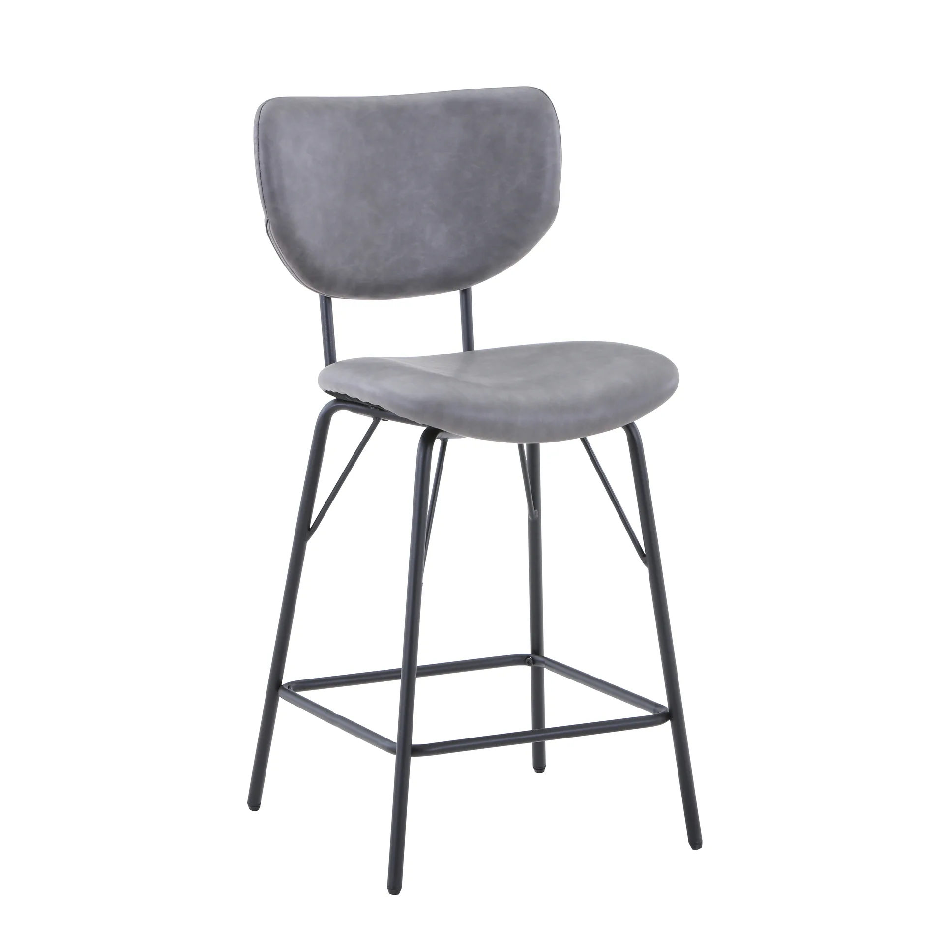 Gray Leather Bar Stool