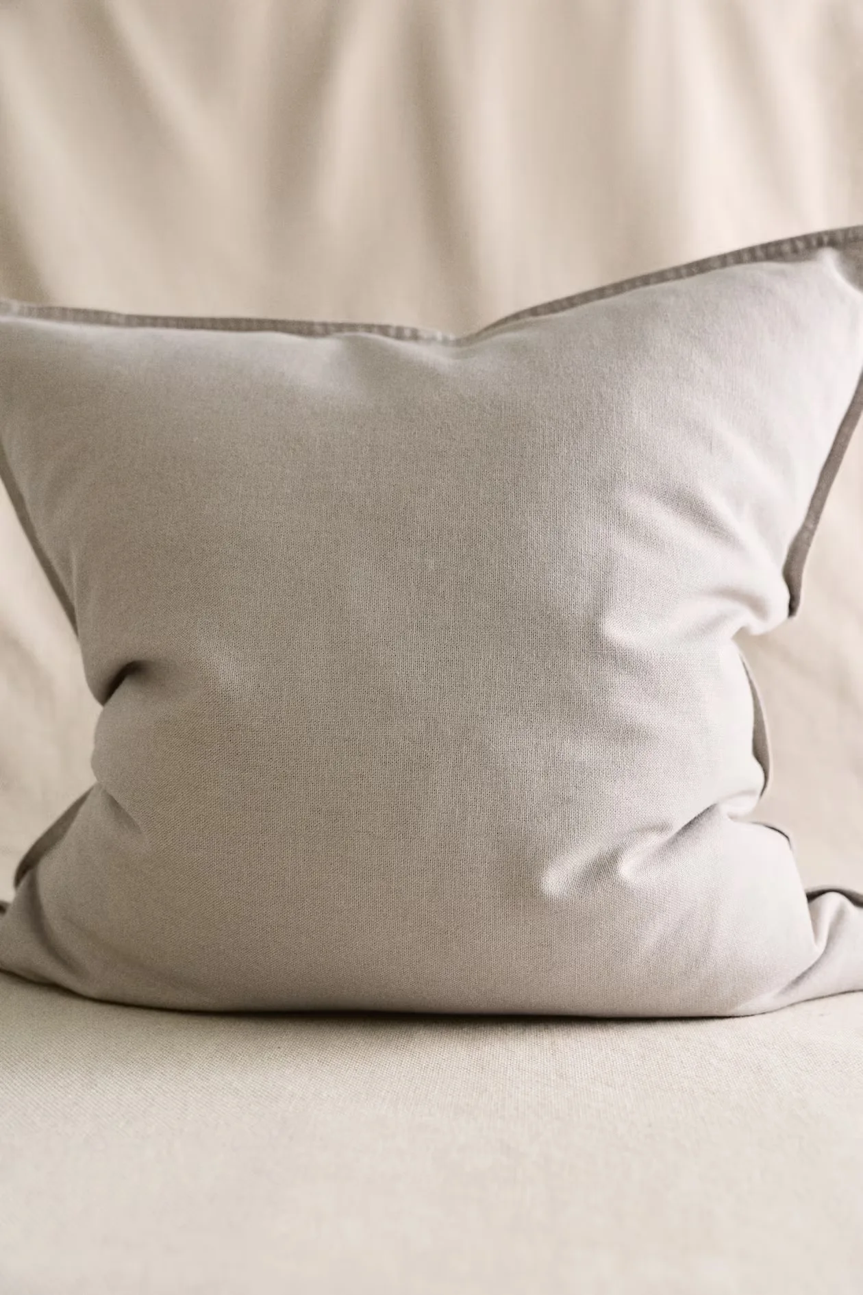 Light taupe Square Linen Throw Pillow