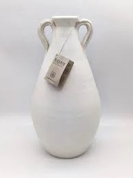 Rustic White Ceramic Pitcher Vase