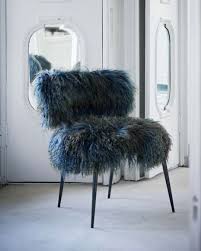 Nepal Blue Furry Accent Chair