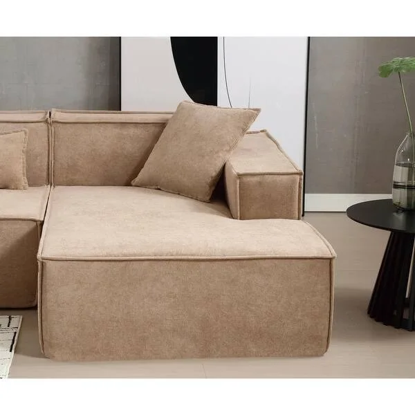 Beige Textured Modular Sofa