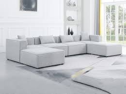 Cube Linen Textured Modular Sectional Sofa by Meridian