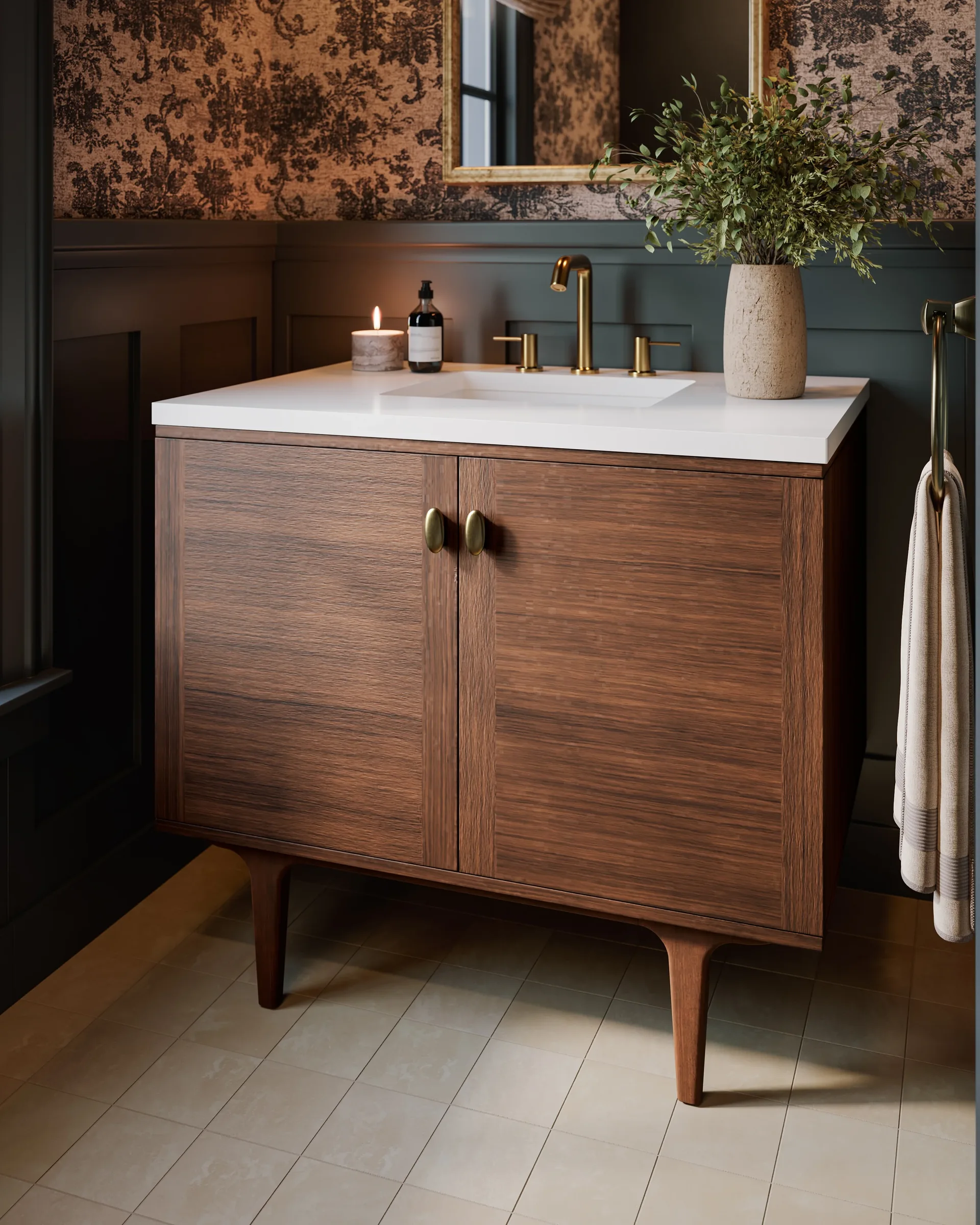 Demi Mid-Century Walnut Bathroom Vanity