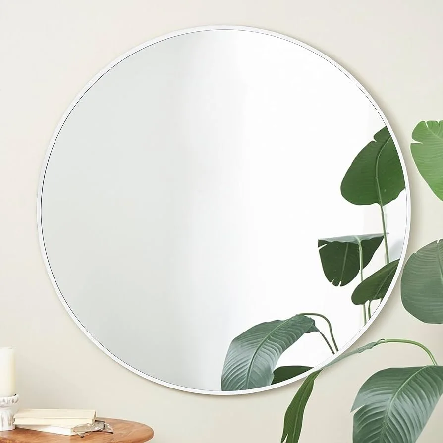 Minimalist White Round Wall Mirror