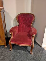 Antique Victorian Tufted Velvet Armchair