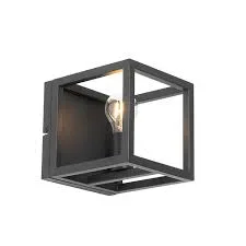 Industrial Wall Lamp Black Cube - Cage
