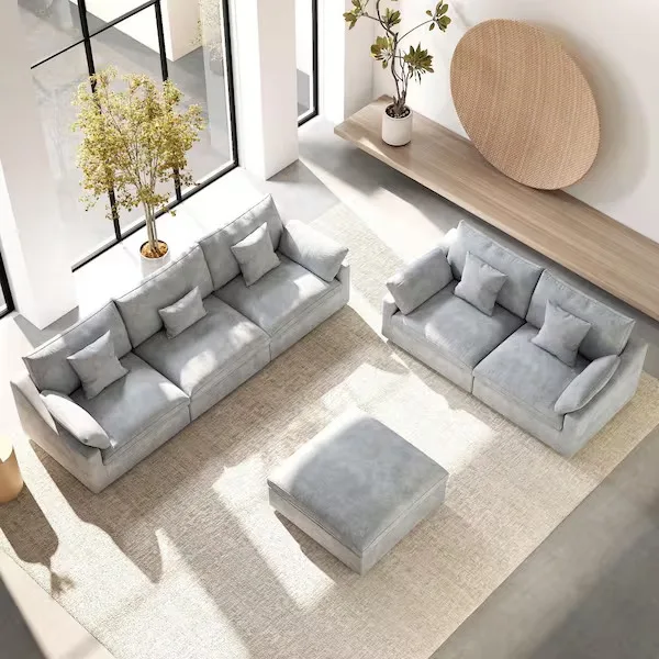 Contemporary Linen Modular Sectional Sofa