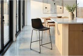 Cobbler Black Leather Counter Stool