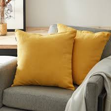Solid Yellow Square Throw Pillow