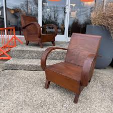 Art Deco Solid Wood Lounge Chair
