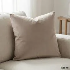 Solid Beige Velvet Throw Pillow