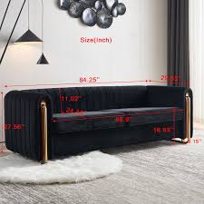 Black Velvet Channel Tufted Sofa