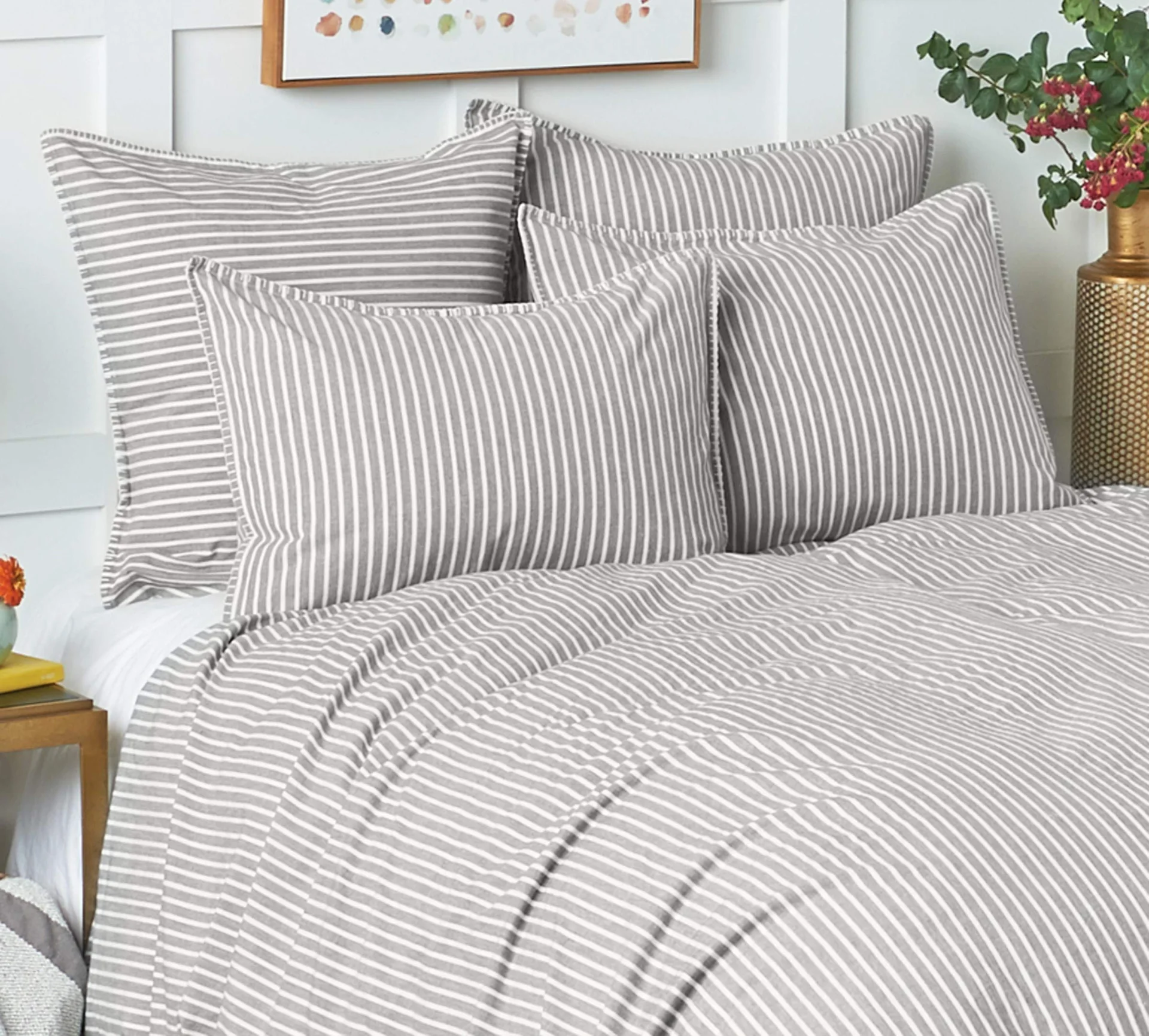 Lucas Gray Striped Cotton Pillow Sham