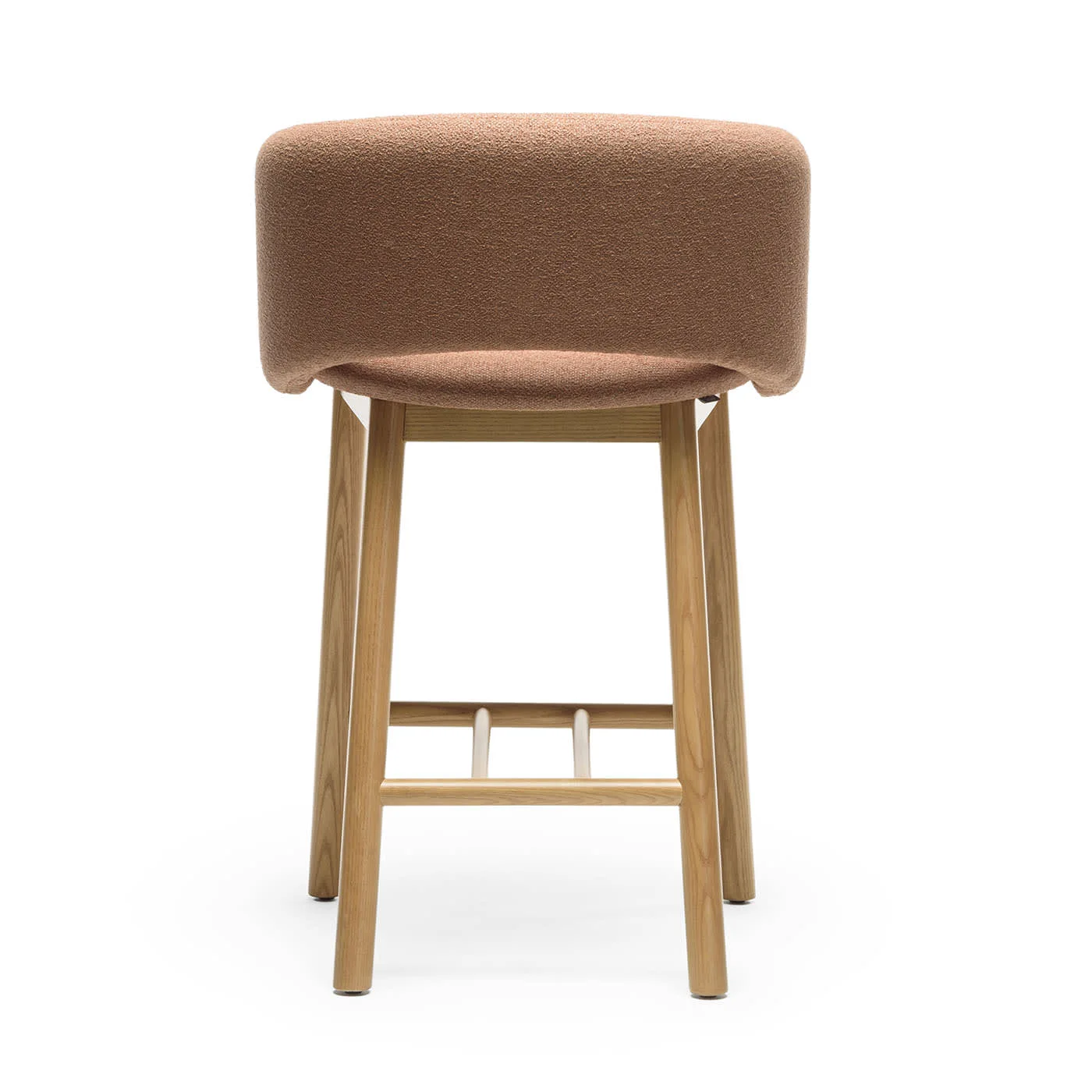 Boucle Bar Stool with Natural Wood