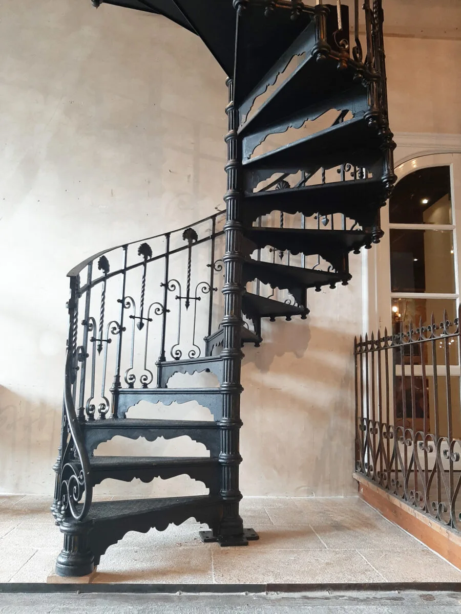 Antique French cast iron spiral staircase