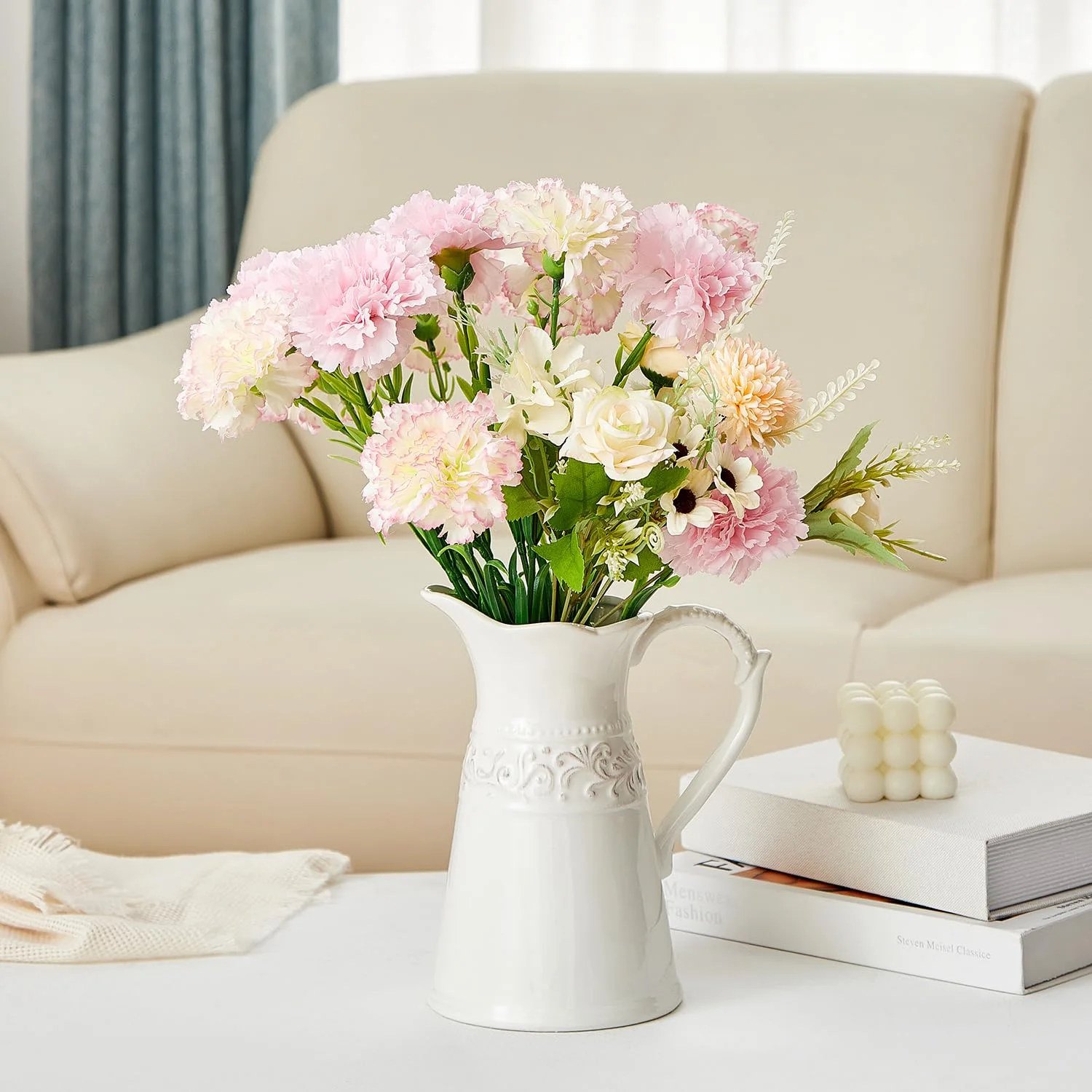 White Ceramic Pitcher Vase
