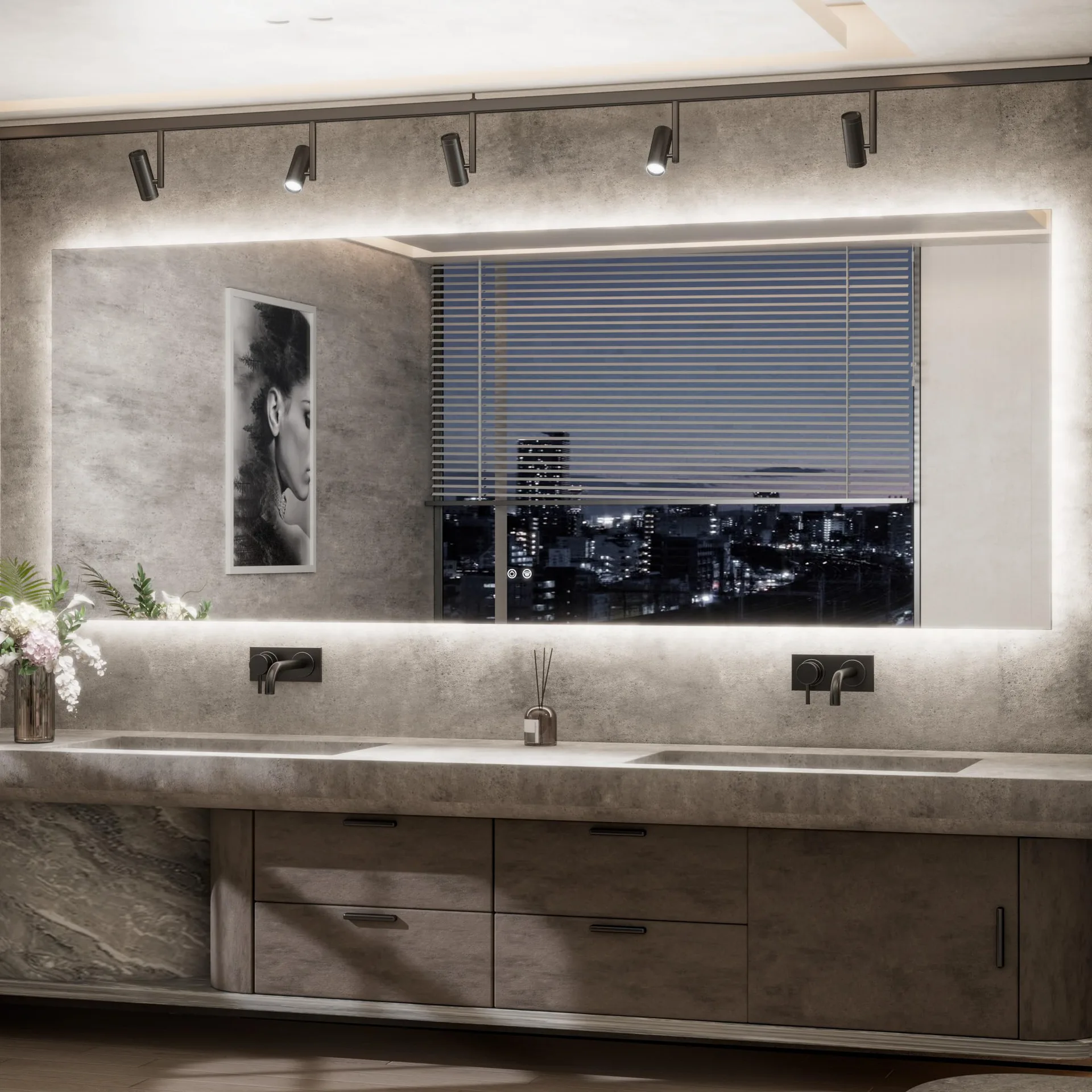 TETOTE Rectangular Backlit Bathroom Mirror