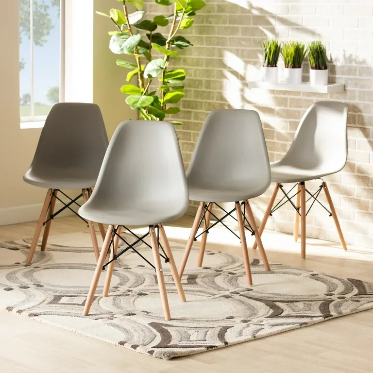 Beige Molded Shell Dining Chair