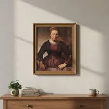 Rembrandt Young Girl Traditional Framed Portrait Painting
