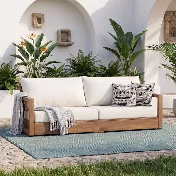 Natural Wood Outdoor Sofa