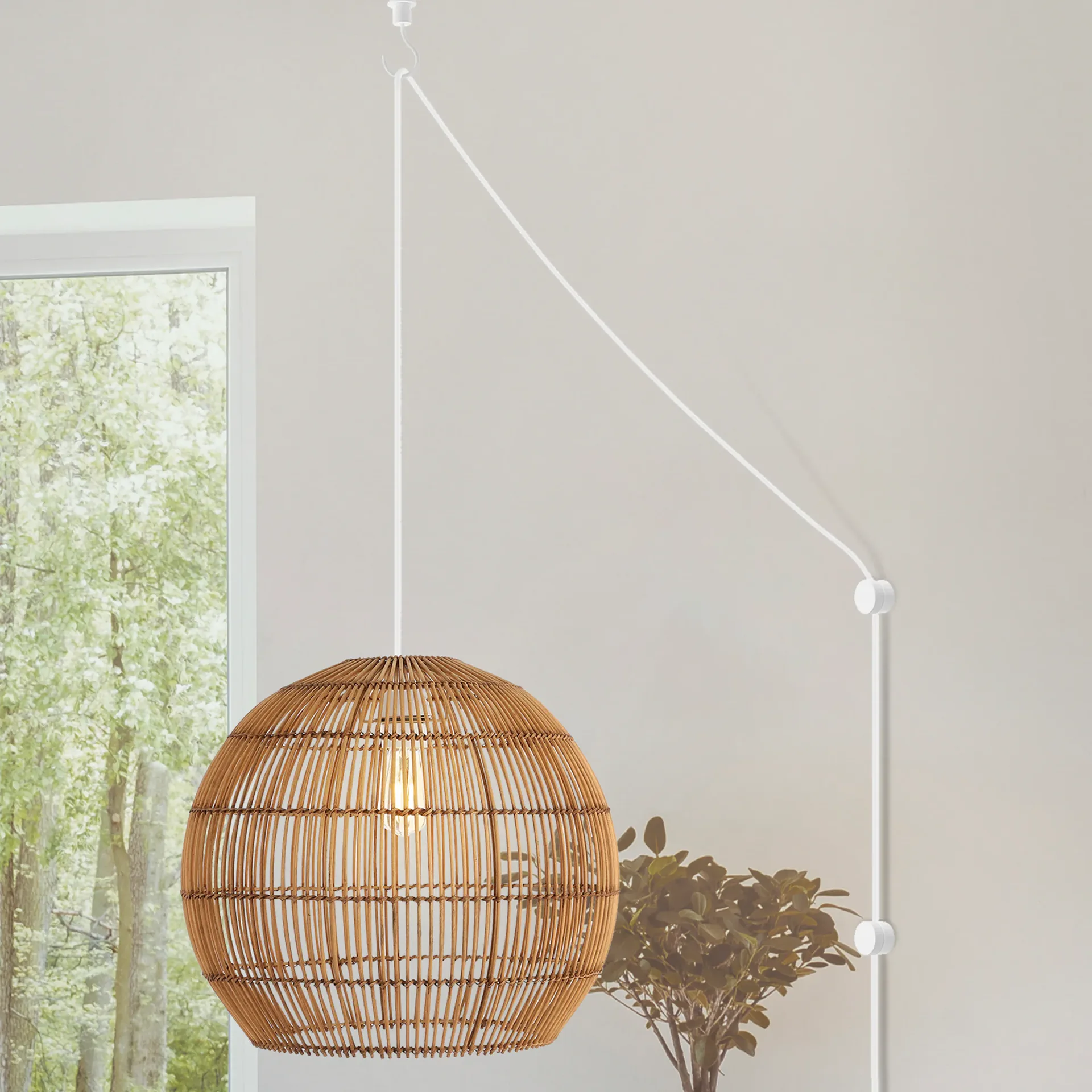 Raya Rattan Globe Woven Pendant Light