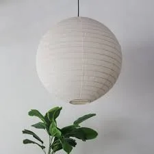 Ribbed Linen Paper Lantern Pendant Light