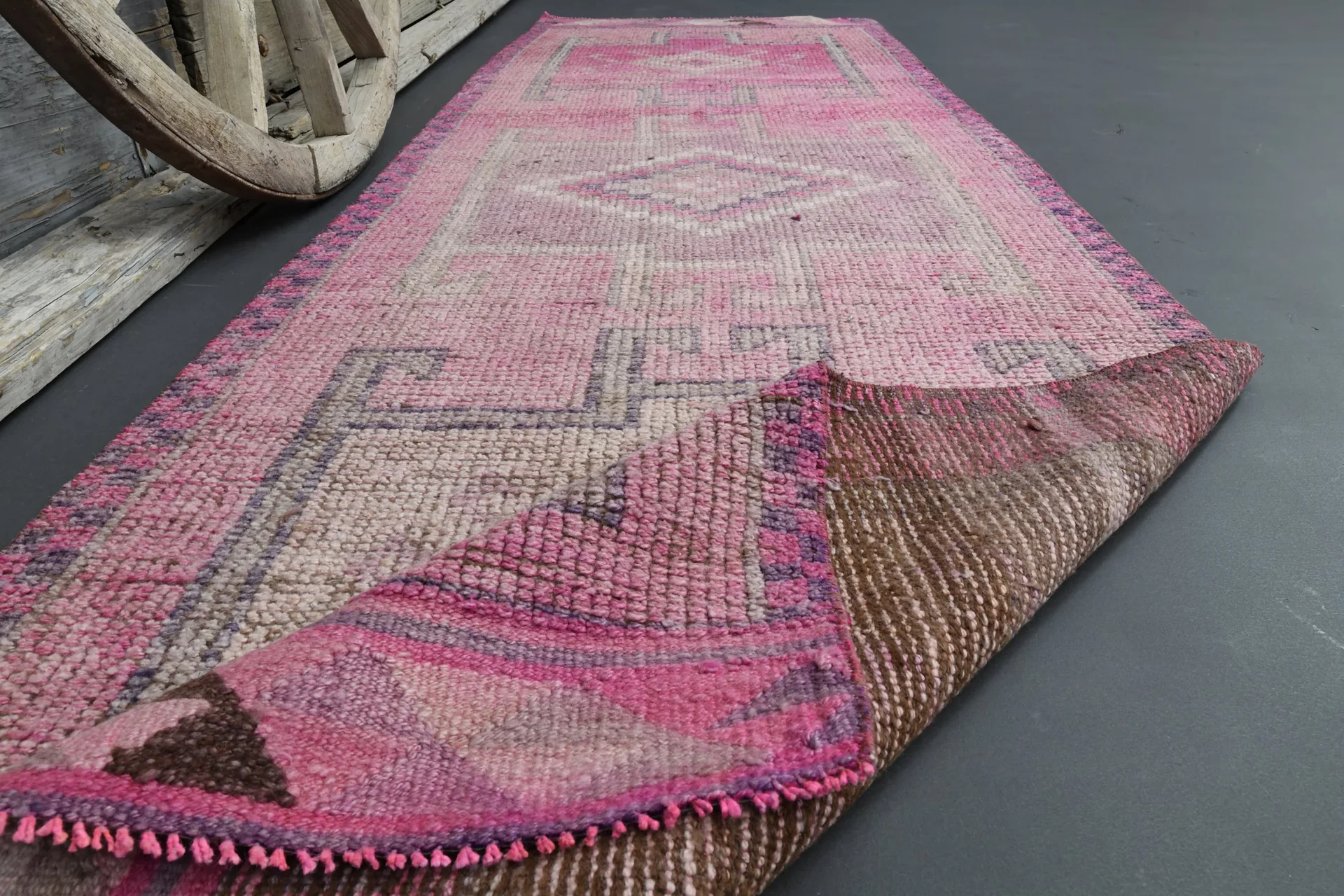 Pink Vintage Turkish Area Rug