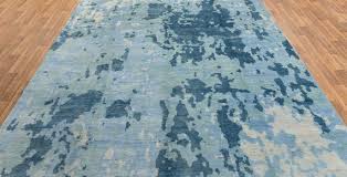 Abstract Blue Wool Area Rug