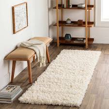 Solid Cream Shag Area Rug