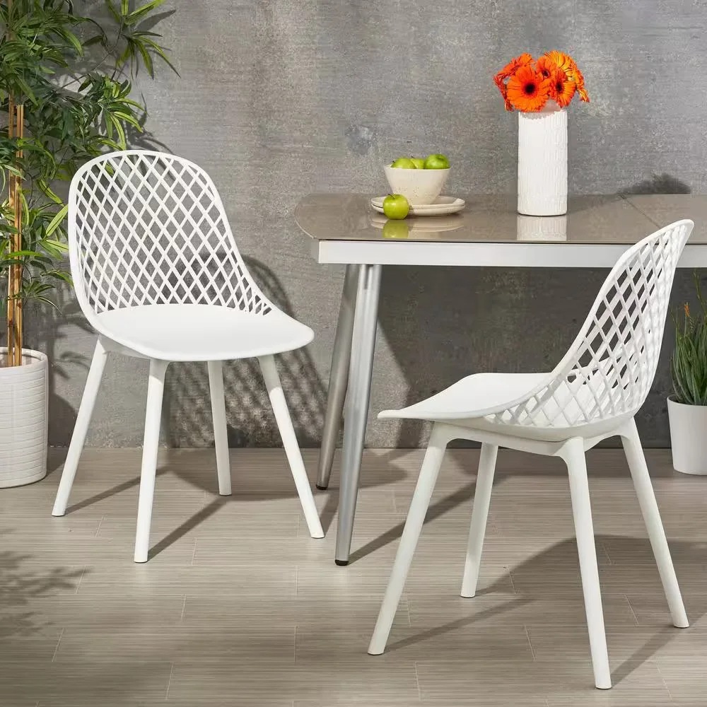 White Curved Plastic Dining Chair