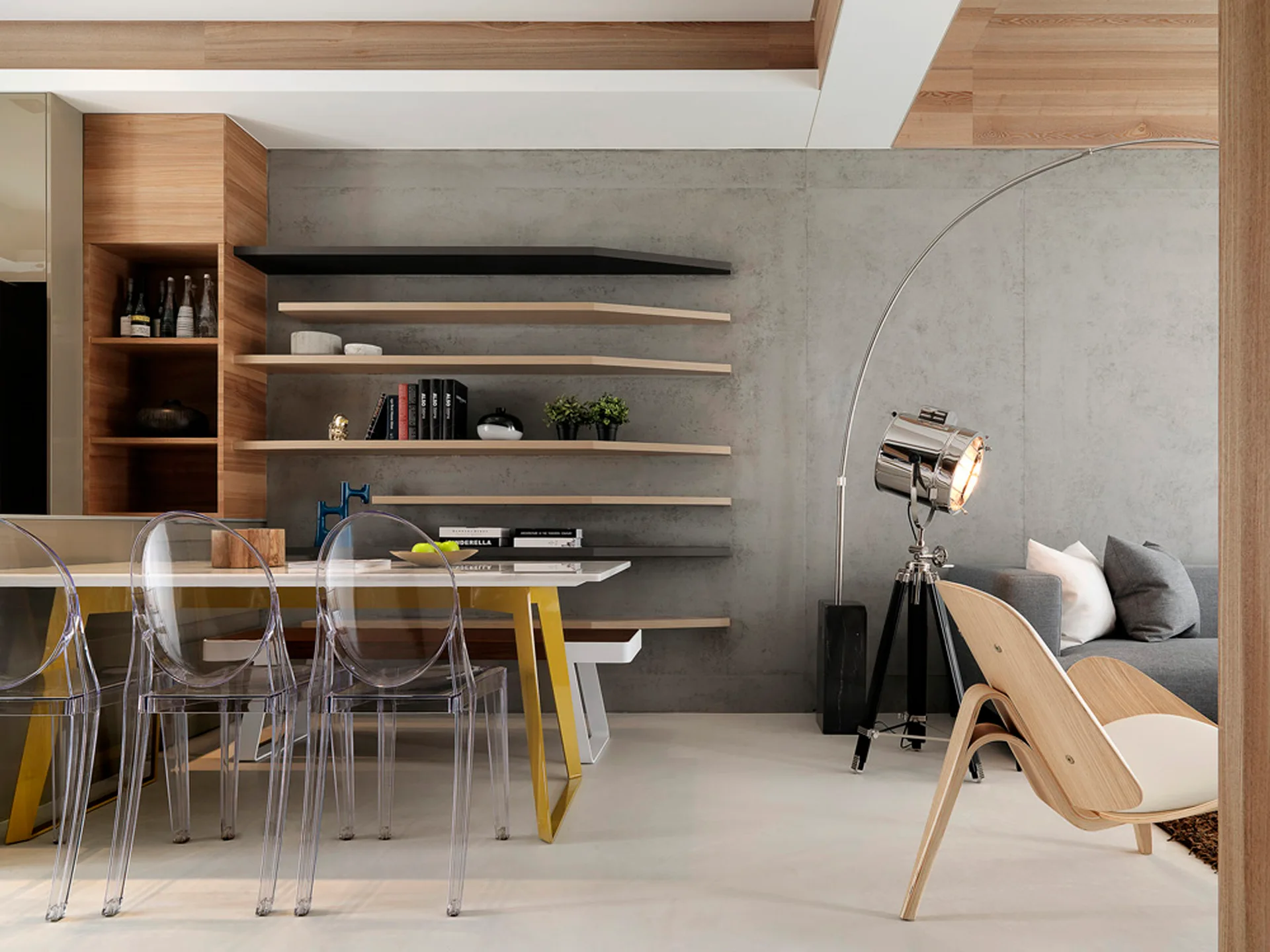 Residence of Hsieh, Platino Interior Design, Interior, Table, Chair, Shelving