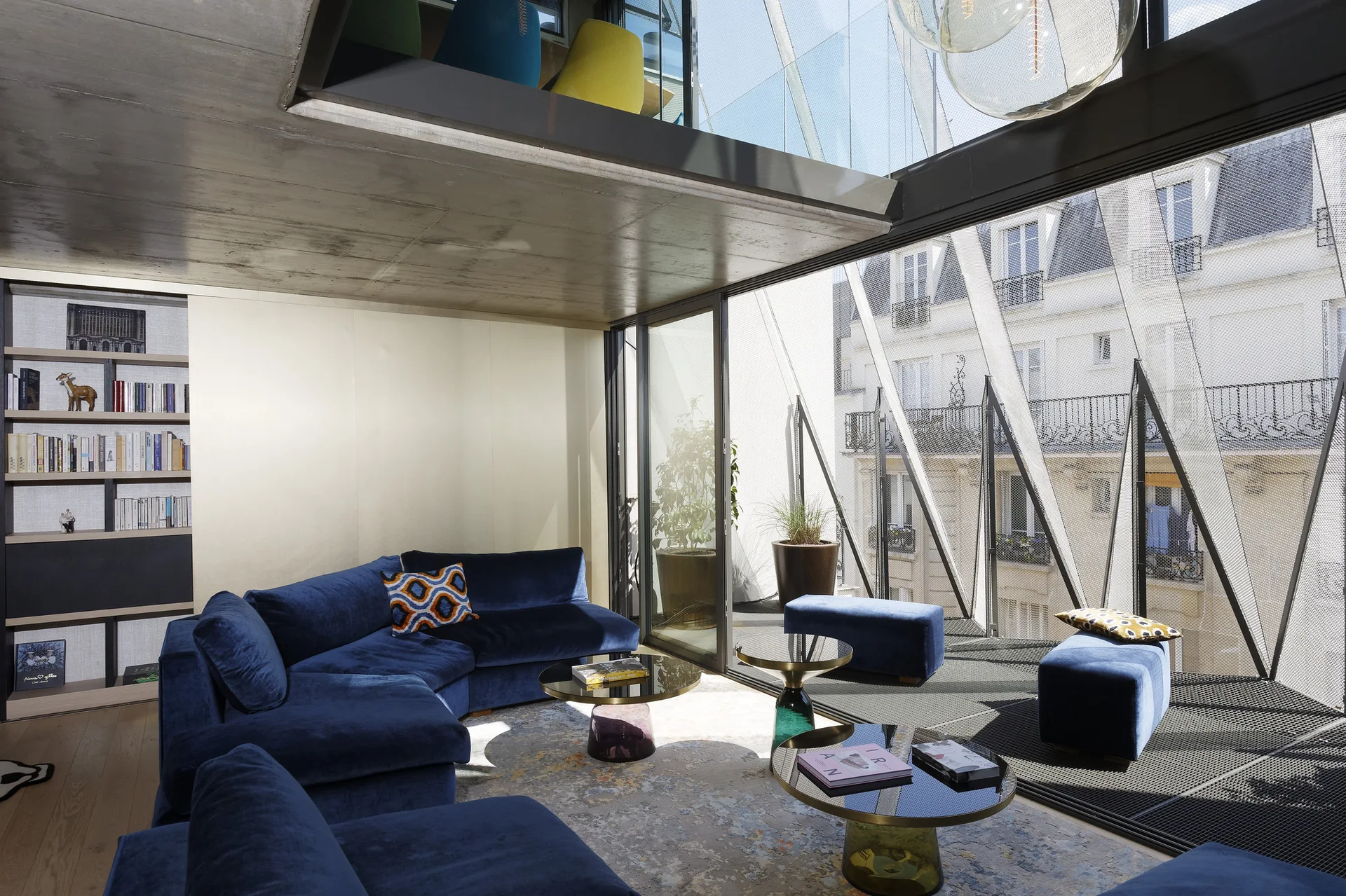 La Maison Plissée, WRA- Wild Rabbits Architecture, Interior, Living Room, Sofa, Table, Shelving