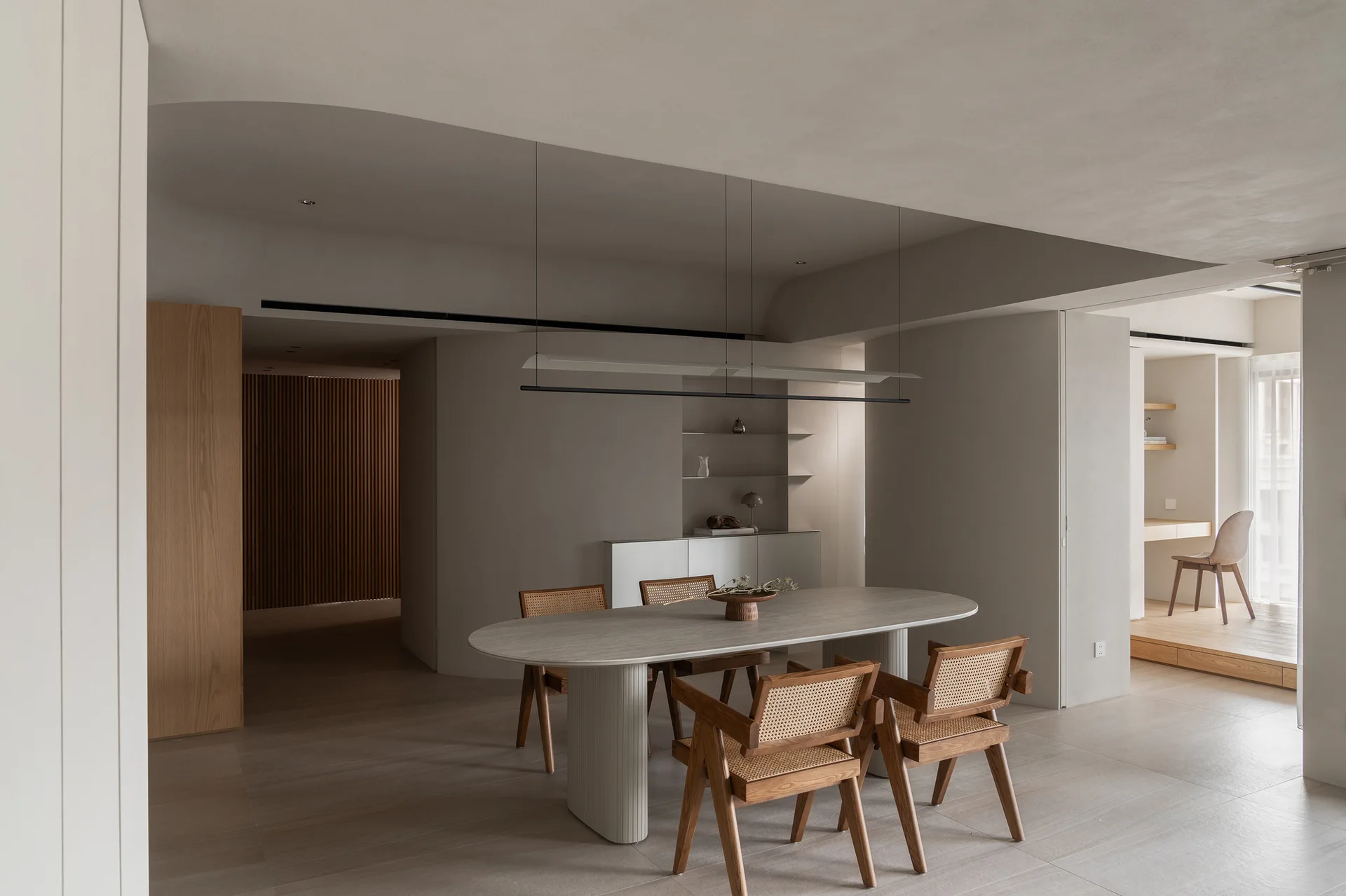 Slow Rhythm Apartment, KC Design Studio, Interior, Wood, Table, Chair