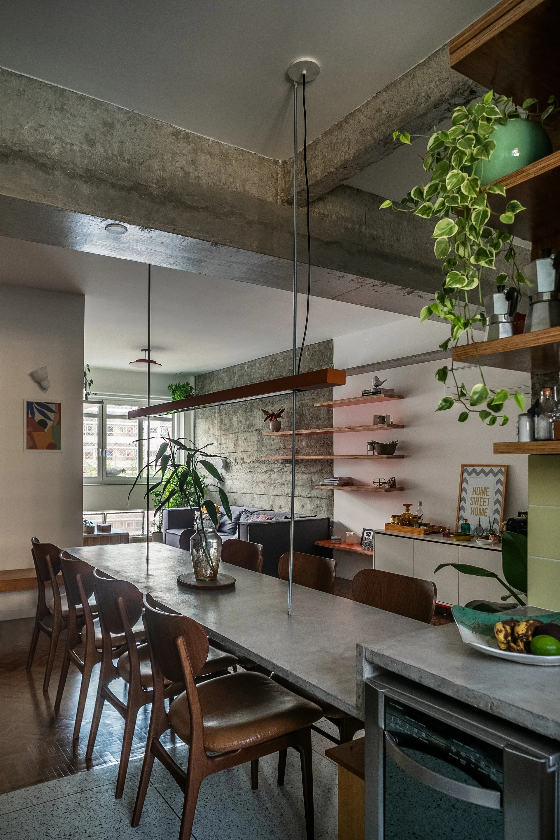 Higienópolis Apartment, Teresa Mascaro, Interior, Kitchen, Table, Chair