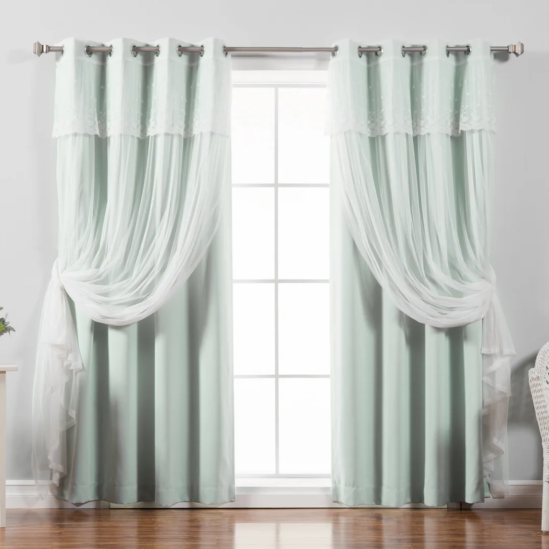 mint green curtains