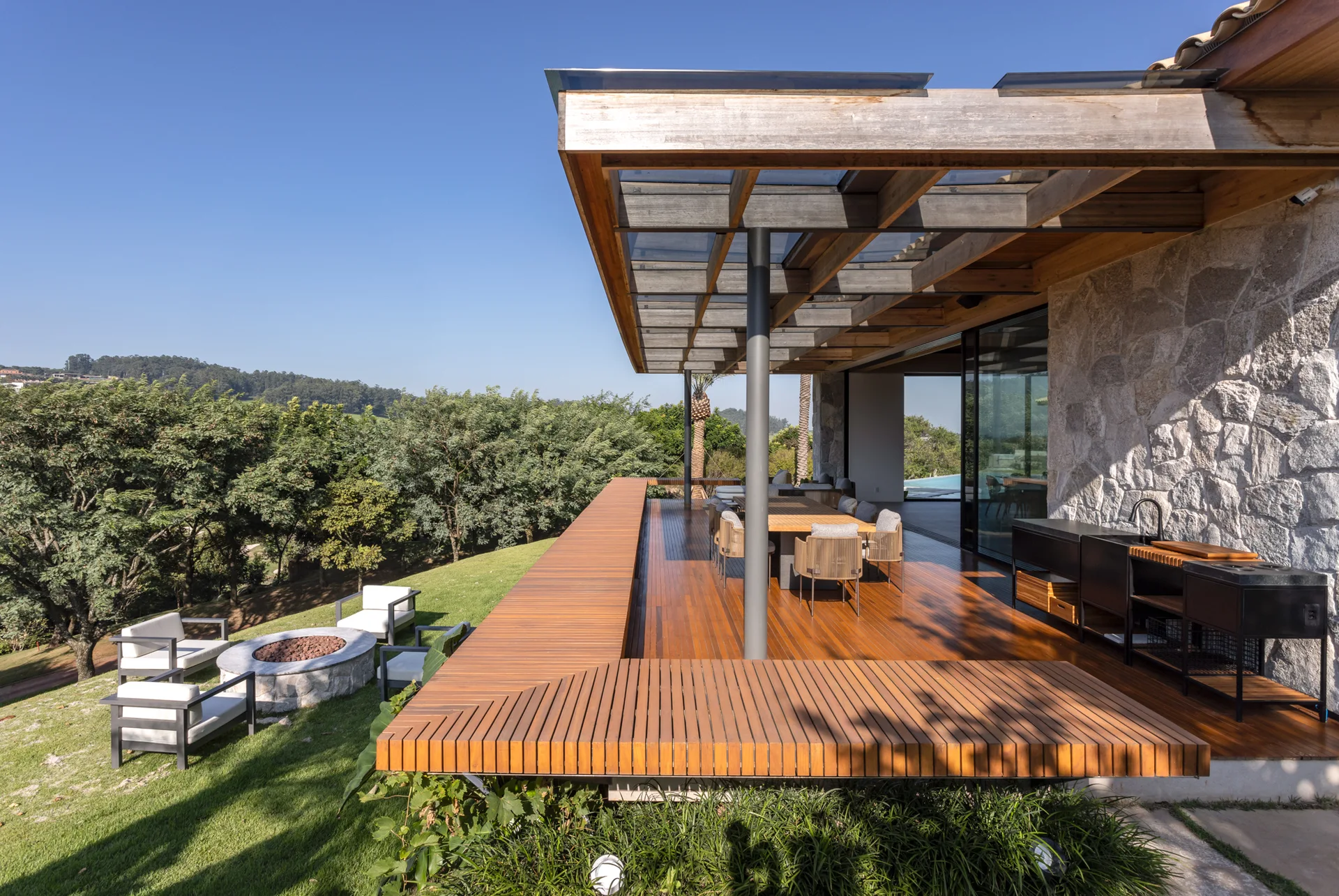 T.M Project, TWO Arquitetura, Exterior, Wood, Deck, Patio